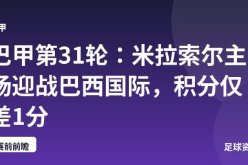 巴甲第31轮：米拉索尔主场迎战巴西国际，积分仅差1分