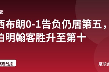西布朗0-1告负仍居第五，伯明翰客胜升至第十