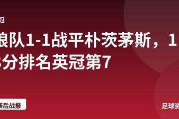 狼队1-1战平朴茨茅斯，18分排名英冠第7